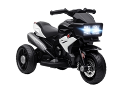 Motocicleta Eléctrica Para Niños, Luces, Claxon, Música, Neumáticos Anchos, 3 Km/h, Negra.