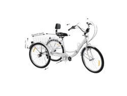 Triciclo para adultos de 24 pulgadas, altura del asiento ajustable, transmisión de 7 velocidades, OEM blanco