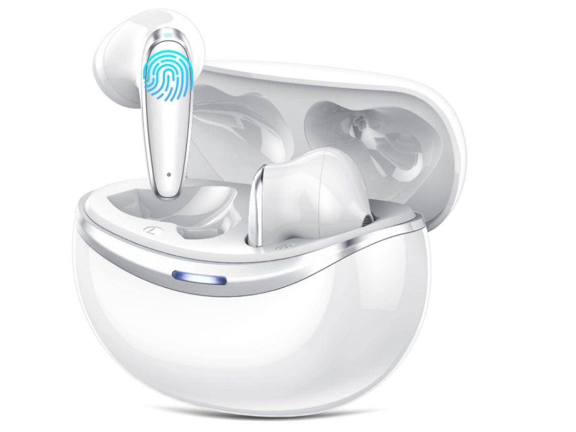 YEMAESRE Auriculares Bluetooth Graves Profundos Horas De Reproducción Carga Rápida Impermeable Blanco