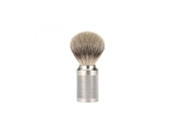 Brocha de afeitar Mühle 091m94, plata pura, marco de acero inoxidable cepillado (tejón con punta plateada)