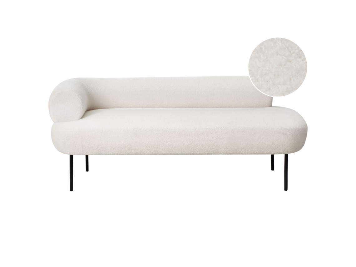 Chaise Longue Izquierda Beliani Mirmande De Bouclé Blanco 153x70x65