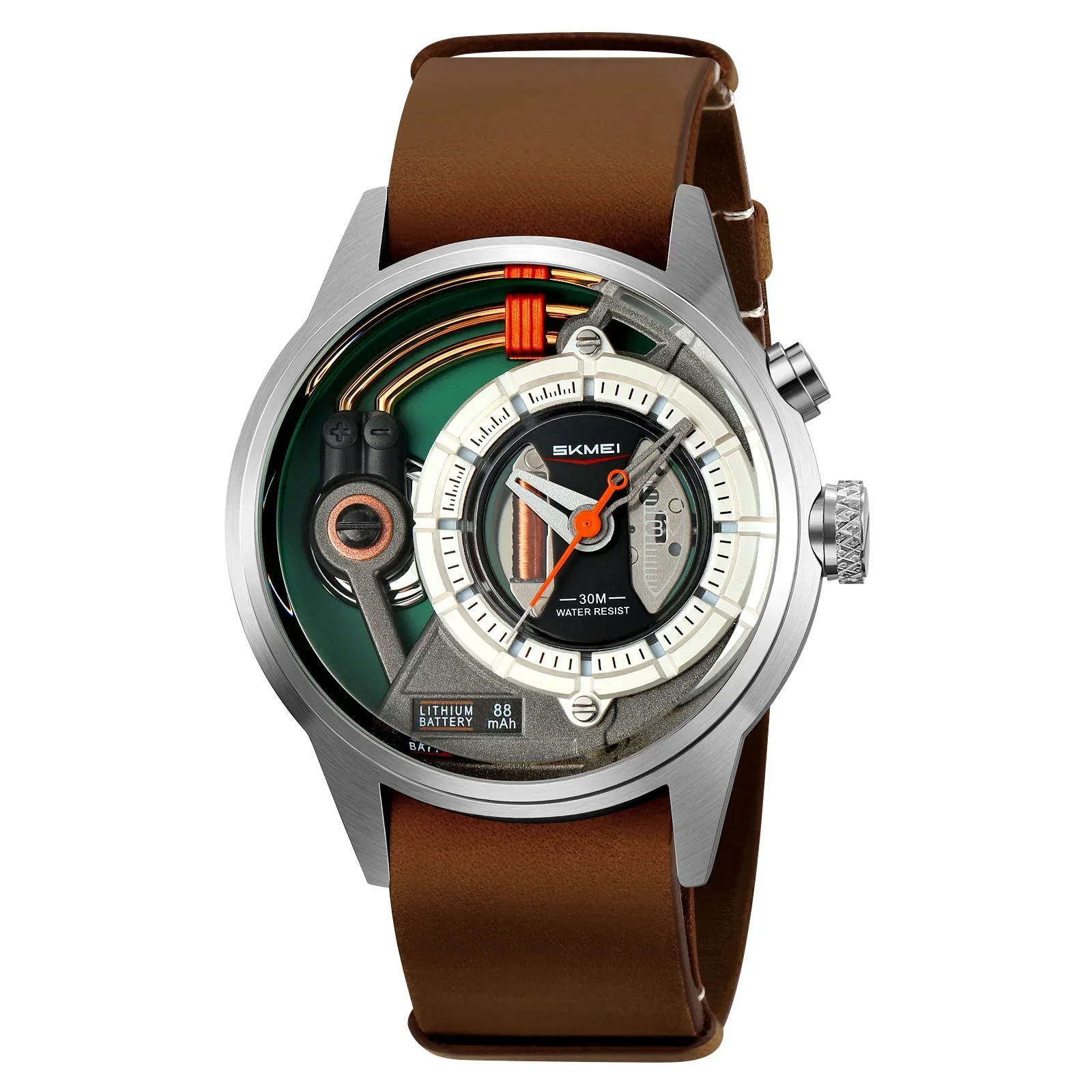 Reloj De Pulsera Business Elite De Aleación (marrón Plateado), Resistente Al Agua, Para Hombre, Estilo Casual, Con Pantalla De Hora.