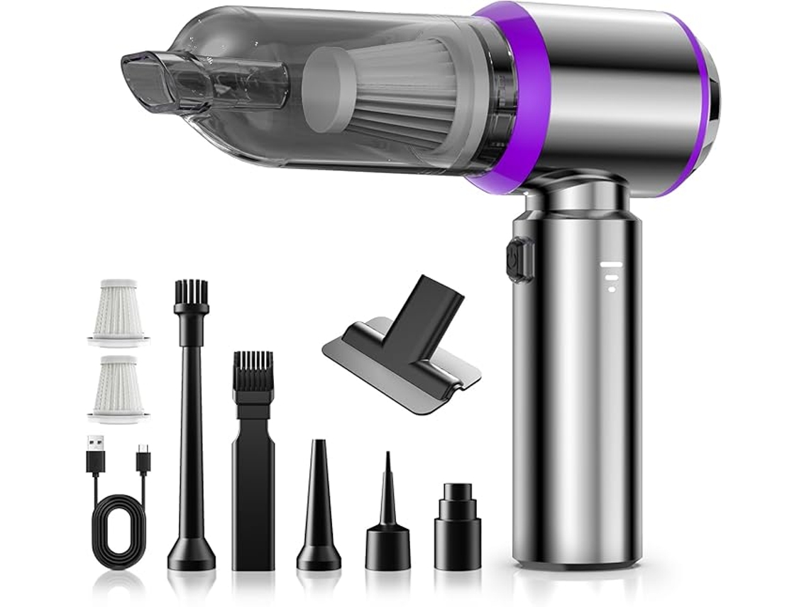 Aspiradora de mano, potente aspiradora para coche de 18000pa, mini aspiradora inalámbrica de 3 en 1 con 2 filtros HEPA para coche