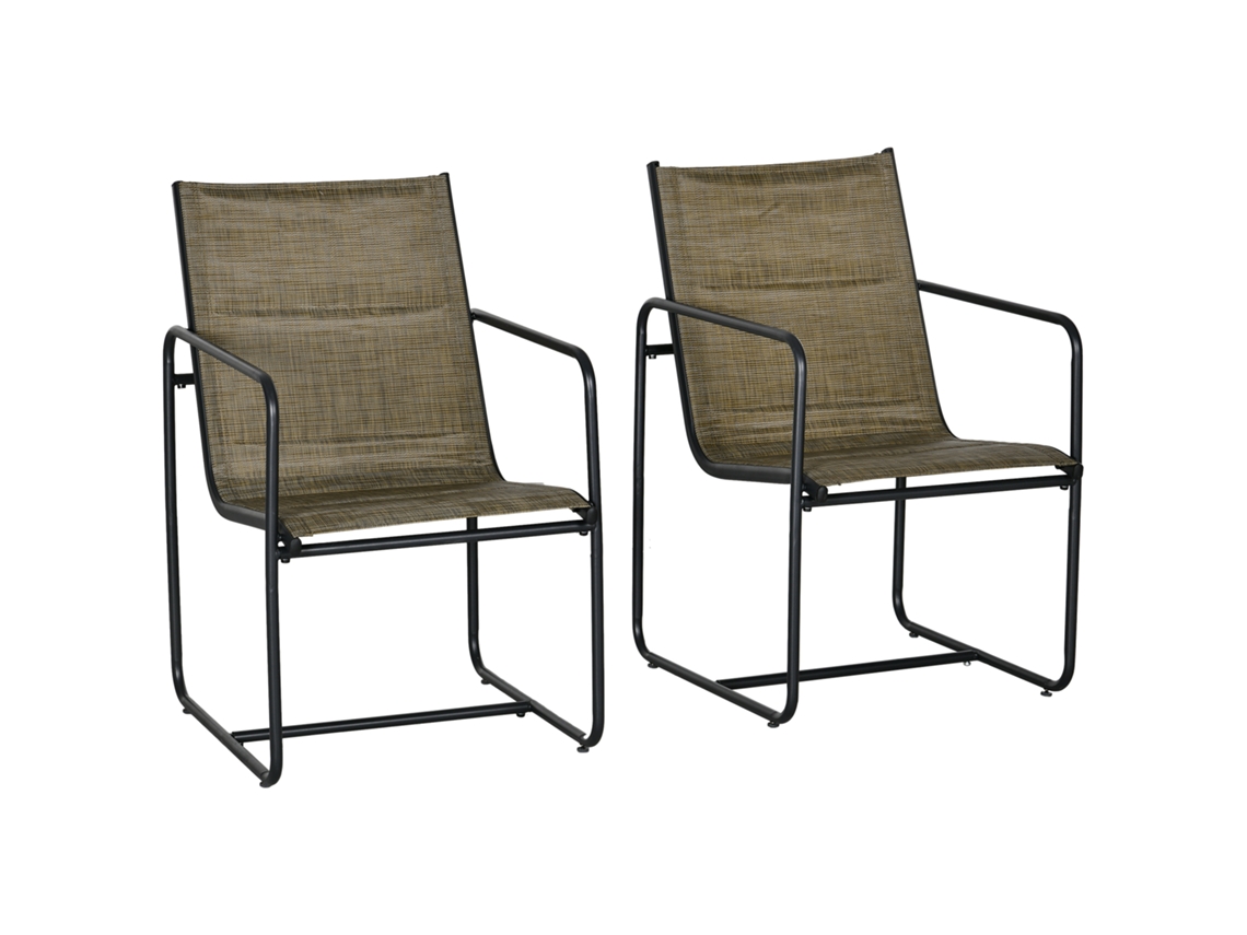 Juego de 2 sillas Veranda con reposabrazos, capa transpirable, estructura de metal resistente, patas antideslizantes y capacidad de peso de 130 kg.