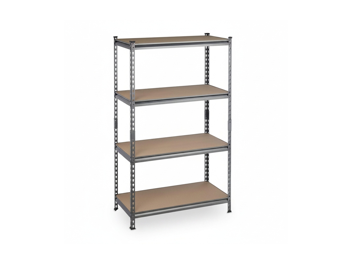 Relaxdays Estantería Metálica, 4 Baldas Altura Ajustable, 153 X 91 X 46 Cm, Resiste Hasta 1440 Kg, Estante Taller, Gris