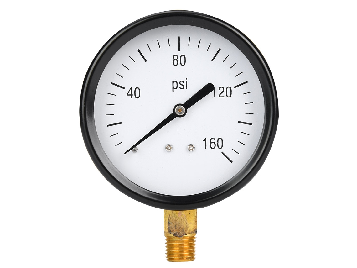 Manómetro mecánico de 0-160 psi con conexión inferior NPT de 1/4".
