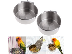2 Alimentadores Inox 10 Cm Suspensores Para Gaiolas Pájaros