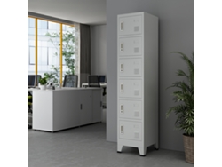 Casillero Metálico Joroinen con Portaetiquetas y 6 puertas con cerradura 180 x 38 x 45 cm Acero - Gris [en.casa]