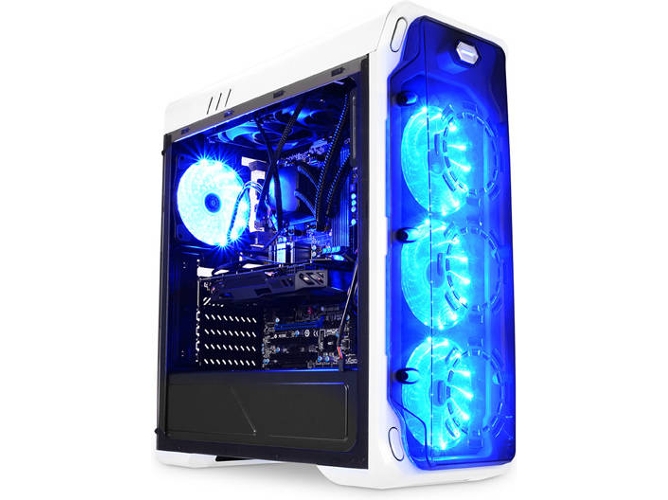 Caja PC LC-POWER Gaming 988W - azul Typhoon (ATX Mid Tower - Blanco)