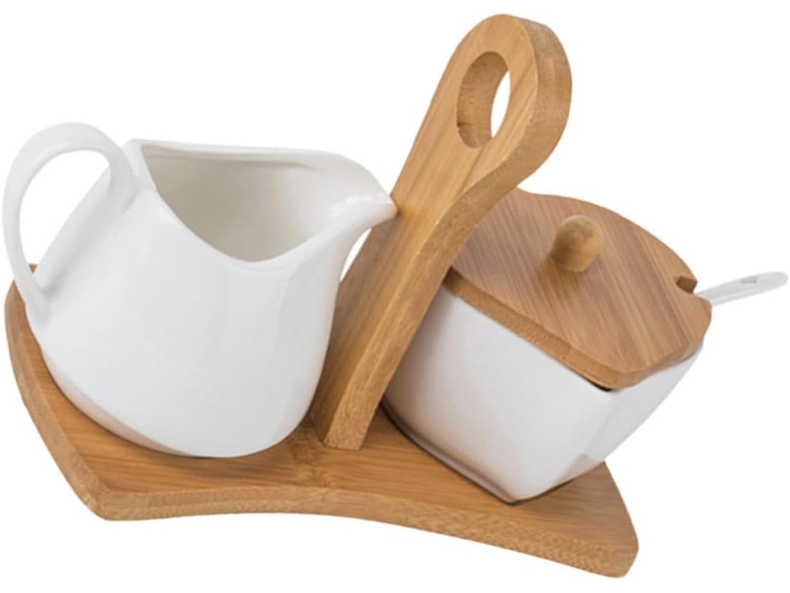 Azucarero Y Jarra De Leche De Cerámica Blanca De 450 Ml, Juego De Cocina Duradero