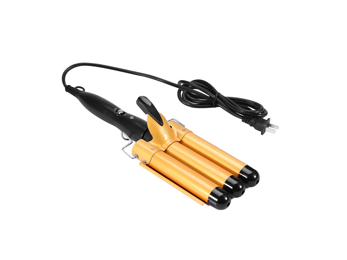 Plancha De Rizado De Cerámica Tourmalina Ajustable En Temperatura Con Tres Tubos 28mm Para Pelo