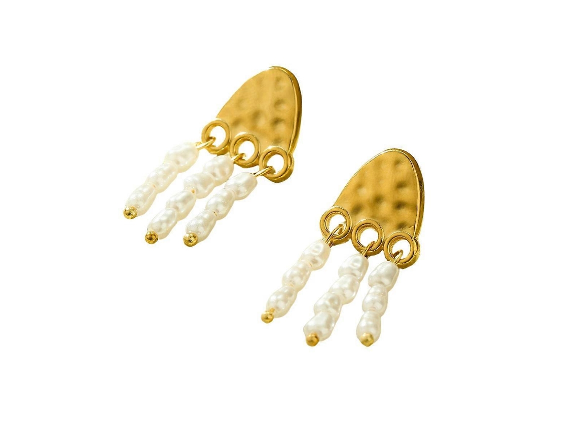 Pendientes con diseño de textura de medusa exagerada, perlas, acero inoxidable, modernos, de alta calidad, Rosewell