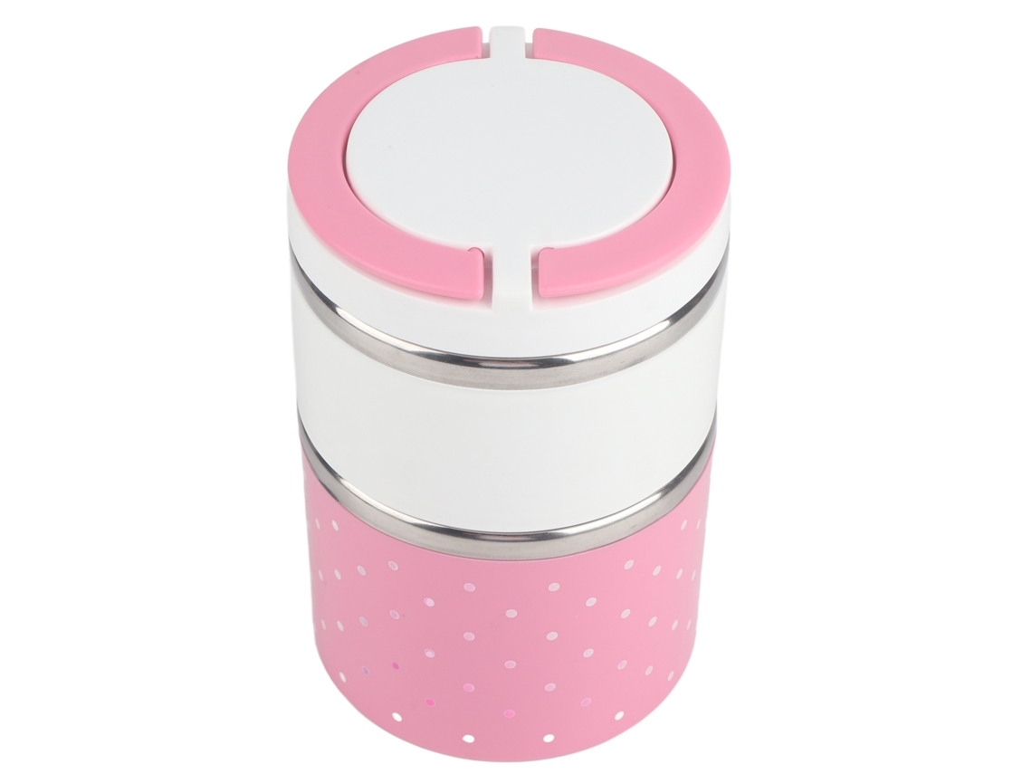 Fiambrera Isotérmica De Acero Inoxidable De Dos Capas Con Asas, 930 Ml, Rosa