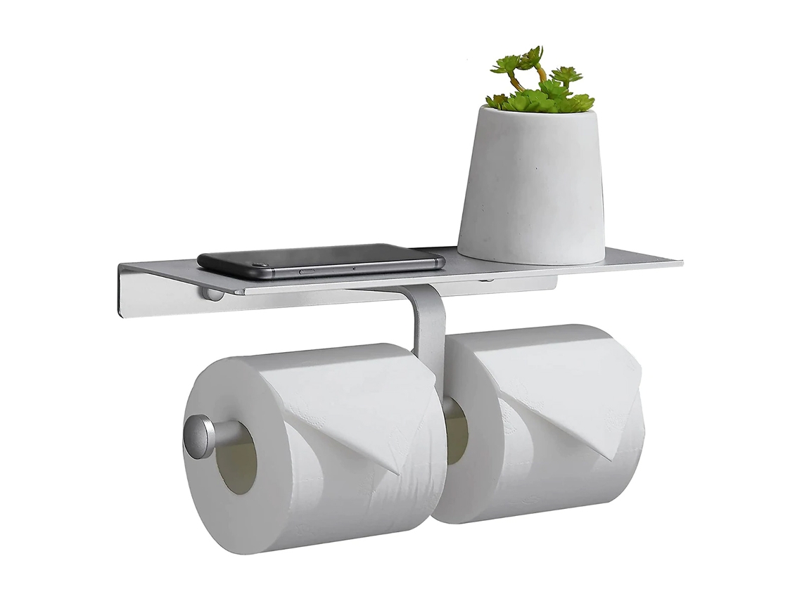 Dispensador de toallas de papel doble con estante, adhesivo NEVEANCE