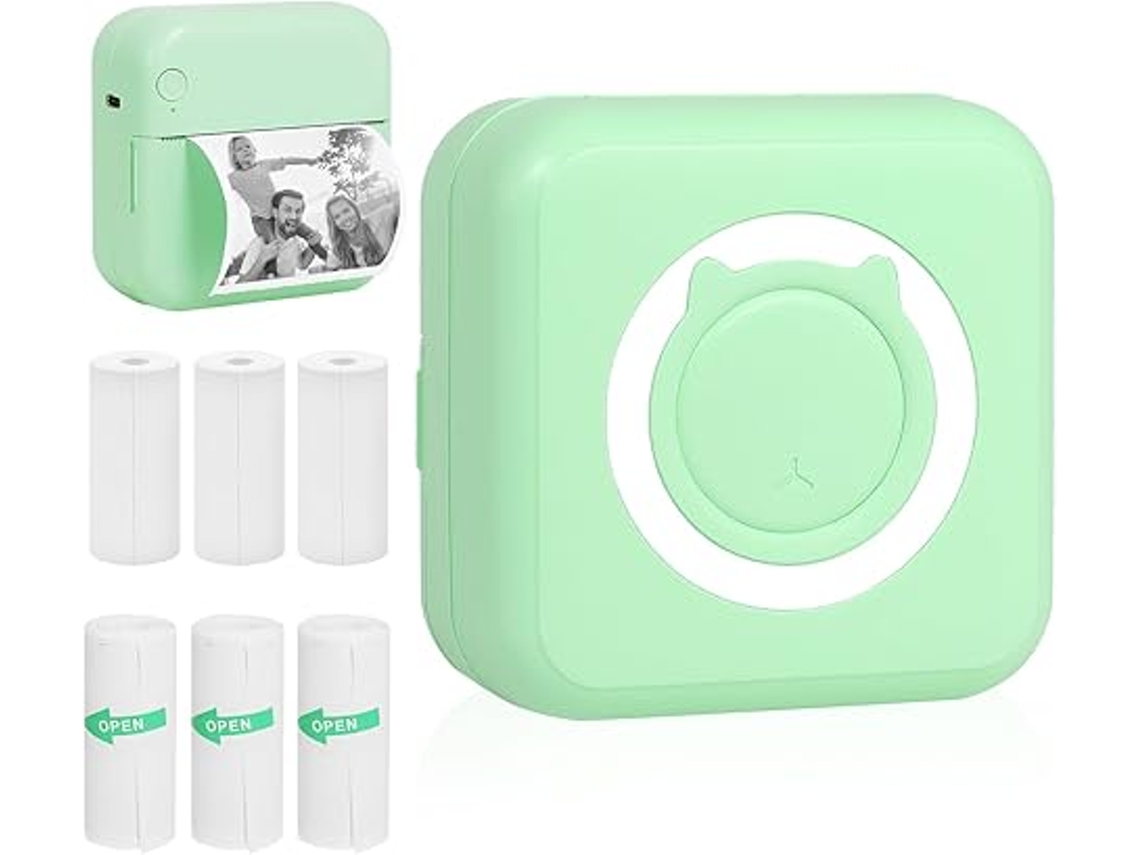 Impresora térmica portátil Siurn con 3 rollos de papel de impresión y 3 rollos de papel térmico, impresora sin tinta con Bluetooth.