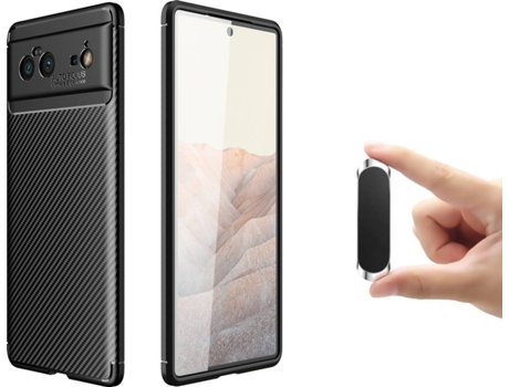 Funda Google Pixel 6 Rugged Carbon Antichoque y Soporte Magnético Multifunción Negro