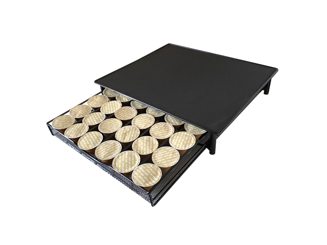 Soporte Organizador Cápsulas Dolce Gusto NYANA Home Capacidad 36 Capsulas Compatibilidad Dolce Gusto Cubierta Metálica Soporte Metálico Bandeja Mallada