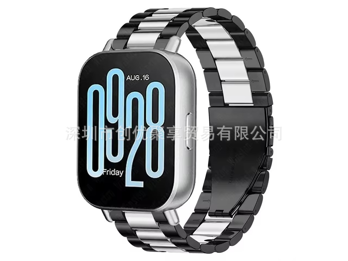 La pulsera de acero Sanzhu, versión juvenil, es adecuada para el Redmi Watch 5 Lite Yunzii negro y plateado.