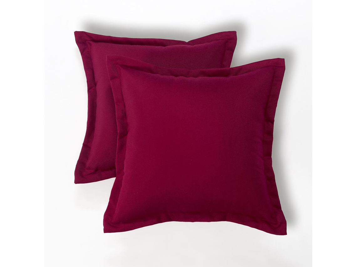 Homescapes Burgundy Plain Outdoor Cushion 45x45 Cm Set Of 2