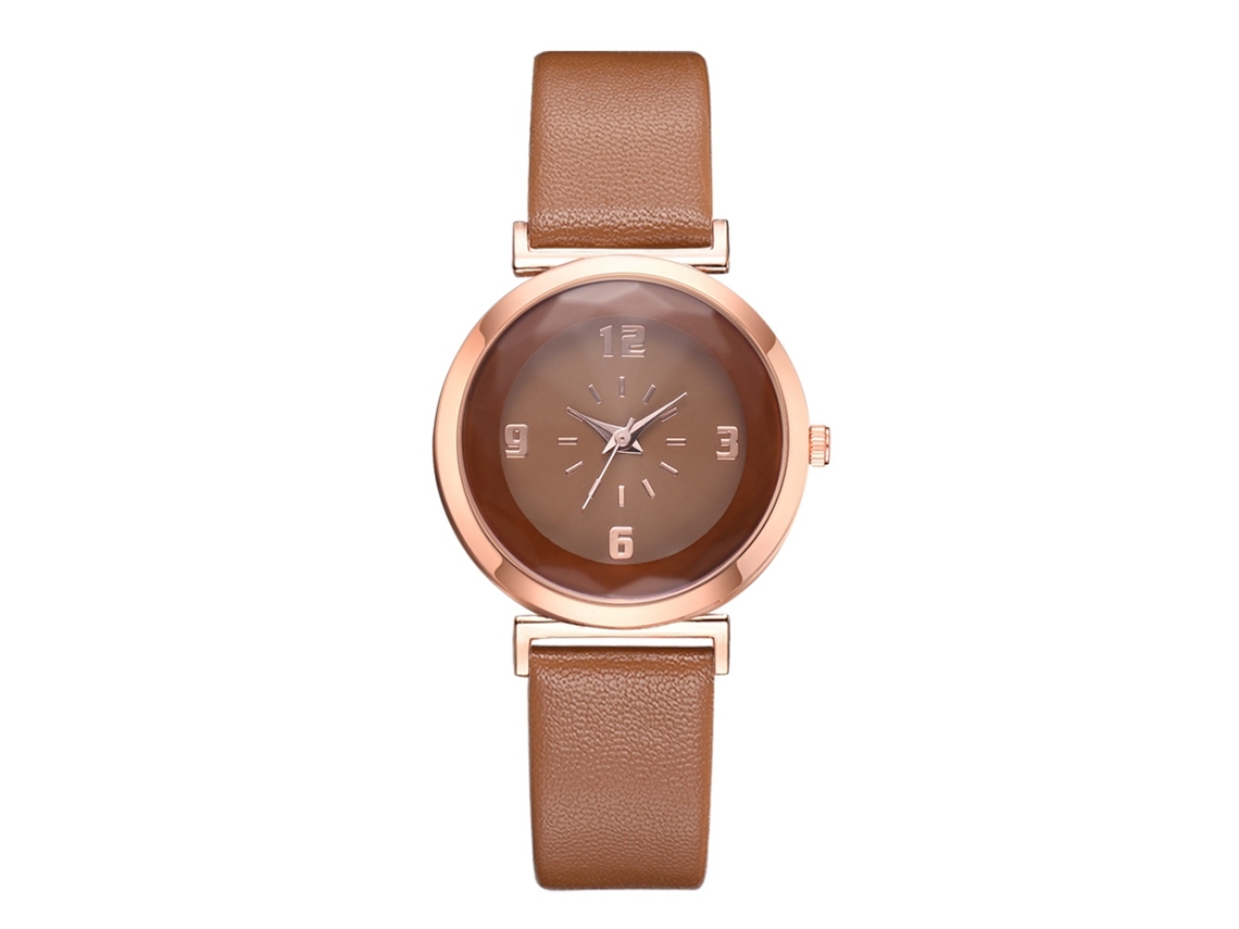 Reloj De Pulsera De Cuarzo Informal Para Mujer Con Correa De Piel Sintética Marrón.