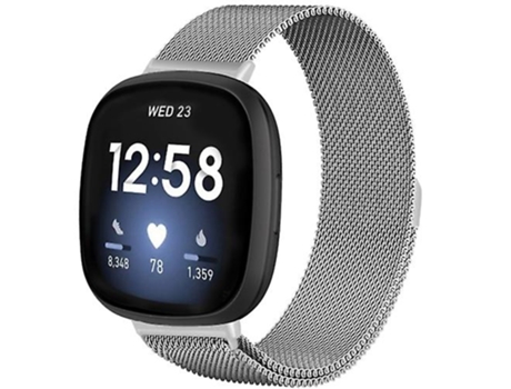 Correa para Fitbit Versa 4/Versa 3 20 mm Correa de reloj con hebilla dividida magnética de metal milanesa plateada VENISYMLIS