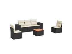 Maison Exclusive - Set De Sofás De Jardín 6 Piezas Y Cojines Ratán Sintético Negro