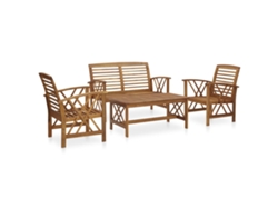 Conjunto Lounge 4 Peças Jardim Madeira De Acácia Macíça Dkd Home Decor