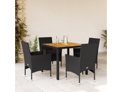 Juego de comedor de jardín de 5 piezas con cojines de mimbre de acacia negra de DKD Home Decor
