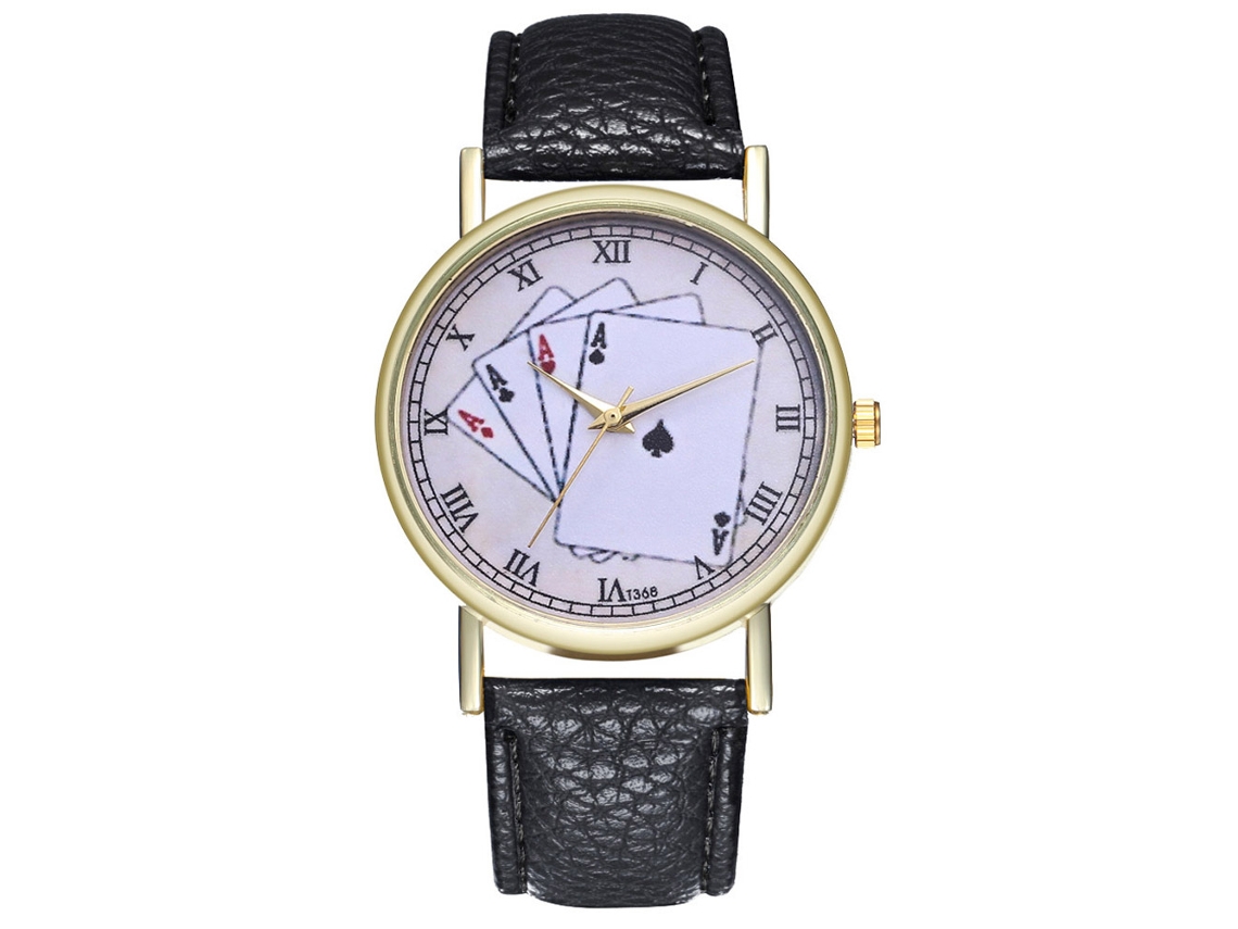 Reloj De Pulsera De Aleación Redondo Analógico De Cuarzo Zhoulianfa Negro