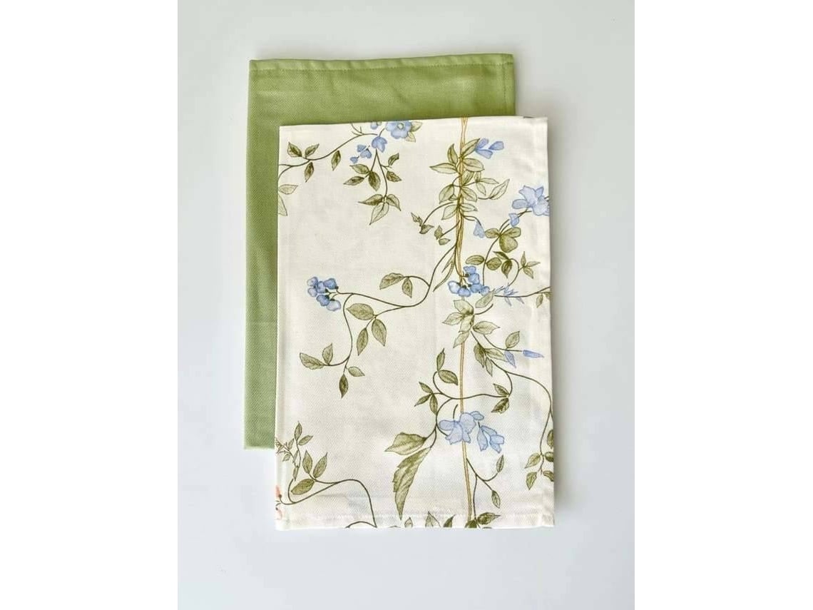 Juego 2 Paños De Cocina ILMH BY I LOVE MY HOME 48x70cm - Estampado Floral Y Verde