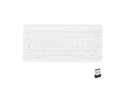 Teclado Sem Fio 2.4g Usb 78 Teclas Redondas Design Ergonômico Portátil Slim Econômico De Energia Branco