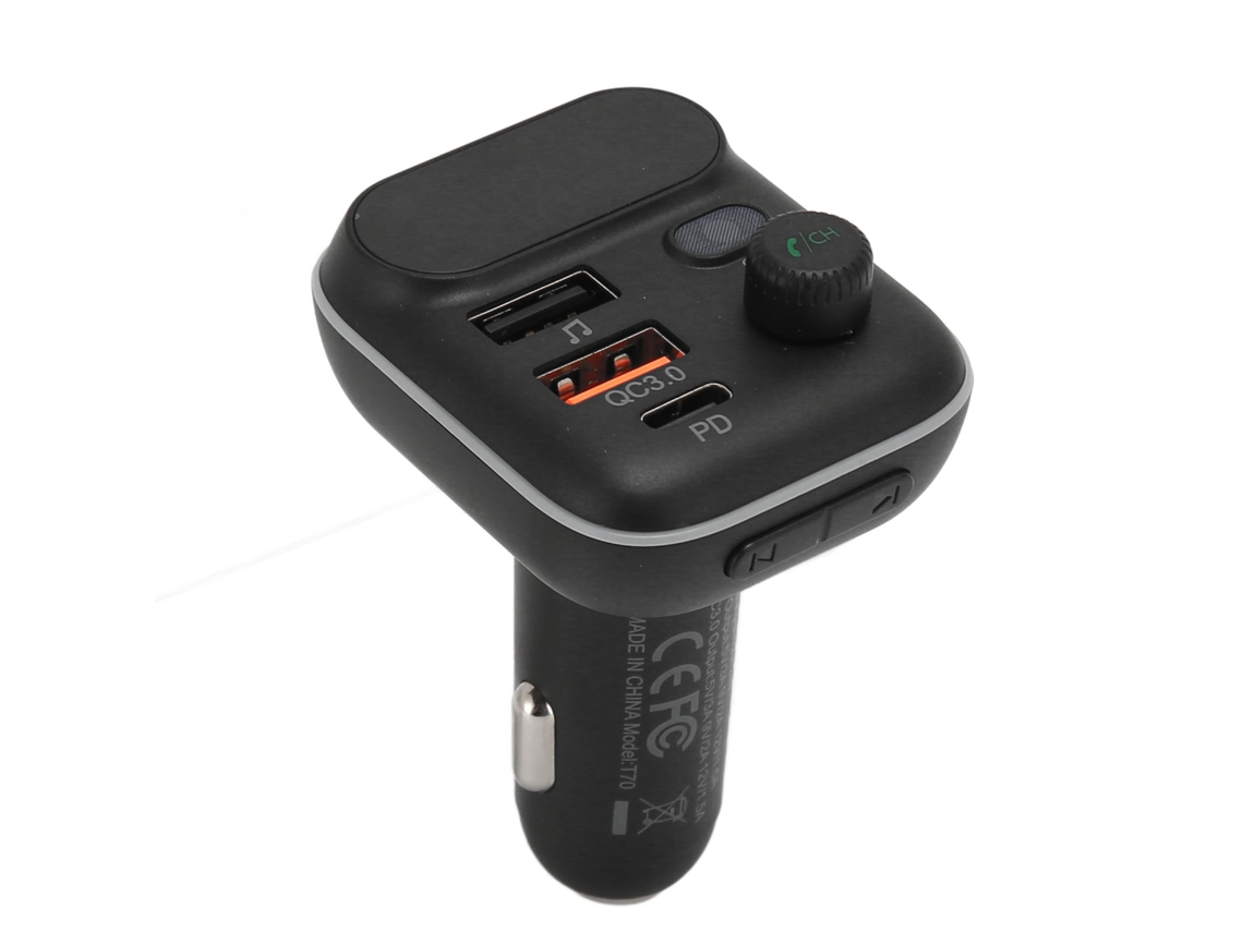 Transmisor Fm Bluetooth 5.0 Para Coche Con Carga Rápida Pd/qc3.0 Y Reproducción Multifuncional.