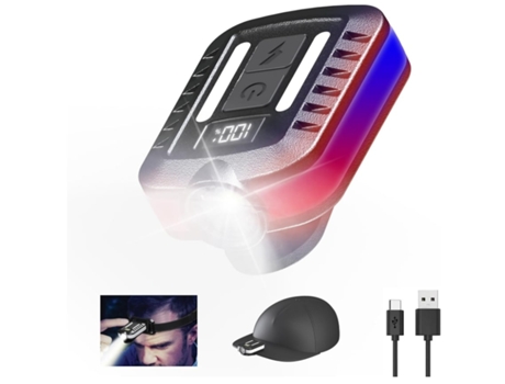 Luz Led para Casco BISBISOUS Yt-028 Pantalla Digital Clip Recargable 2 en 1 Negro VIGA EUROPE