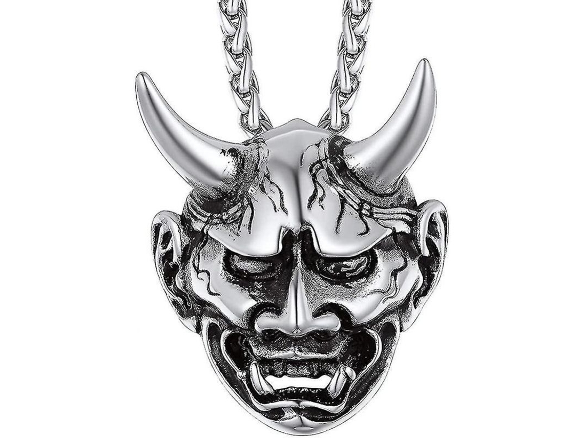 Colgante De Cadena De Cráneo Para Hombre Bku Con Cadena Ajustable 3mm Malla De Cuerda 55+5cm