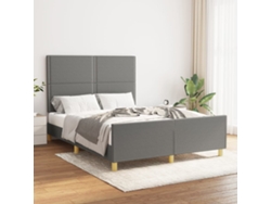 Estructura De Cama Sin Colchón Tela Gris Oscuro 140x200 Cm