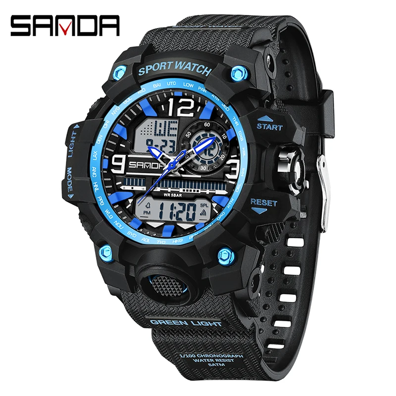 Reloj Deportivo (azul), Reloj De Pulsera De Cuarzo Informal Para Estudiantes, Resistente Al Agua.