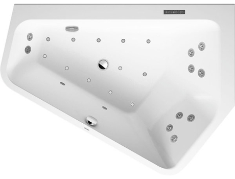 DURAVIT Whirlpool Paiova 5 1770x1300mm versión empotrada esquina derecha, revestimiento acrílico sin costuras, marco, desagüe y rebosadero, Combis-