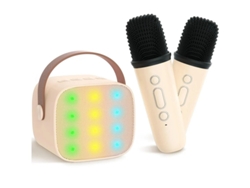 Máquina de karaoke para niños y adultos, mini altavoz Bluetooth portátil con 2 micrófonos inalámbricos, compatible con tarjeta TF, sonido potente Yizhood
