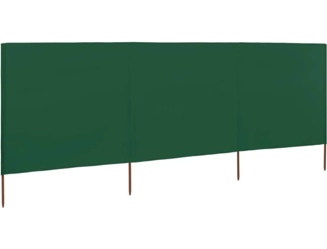 vidaXL Paravientos de playa de 3 paneles de tela 400x120 cm verde