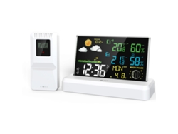 Reloj despertador digital Baok-reloj HD con termómetro e higrómetro para uso en interiores y exteriores y pronóstico meteorológico inalámbrico.
