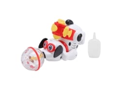 Cachorro de brinquedo elétrico Bj para crianças com música, luz e função de jato giratório, interativo para meninos e meninas.