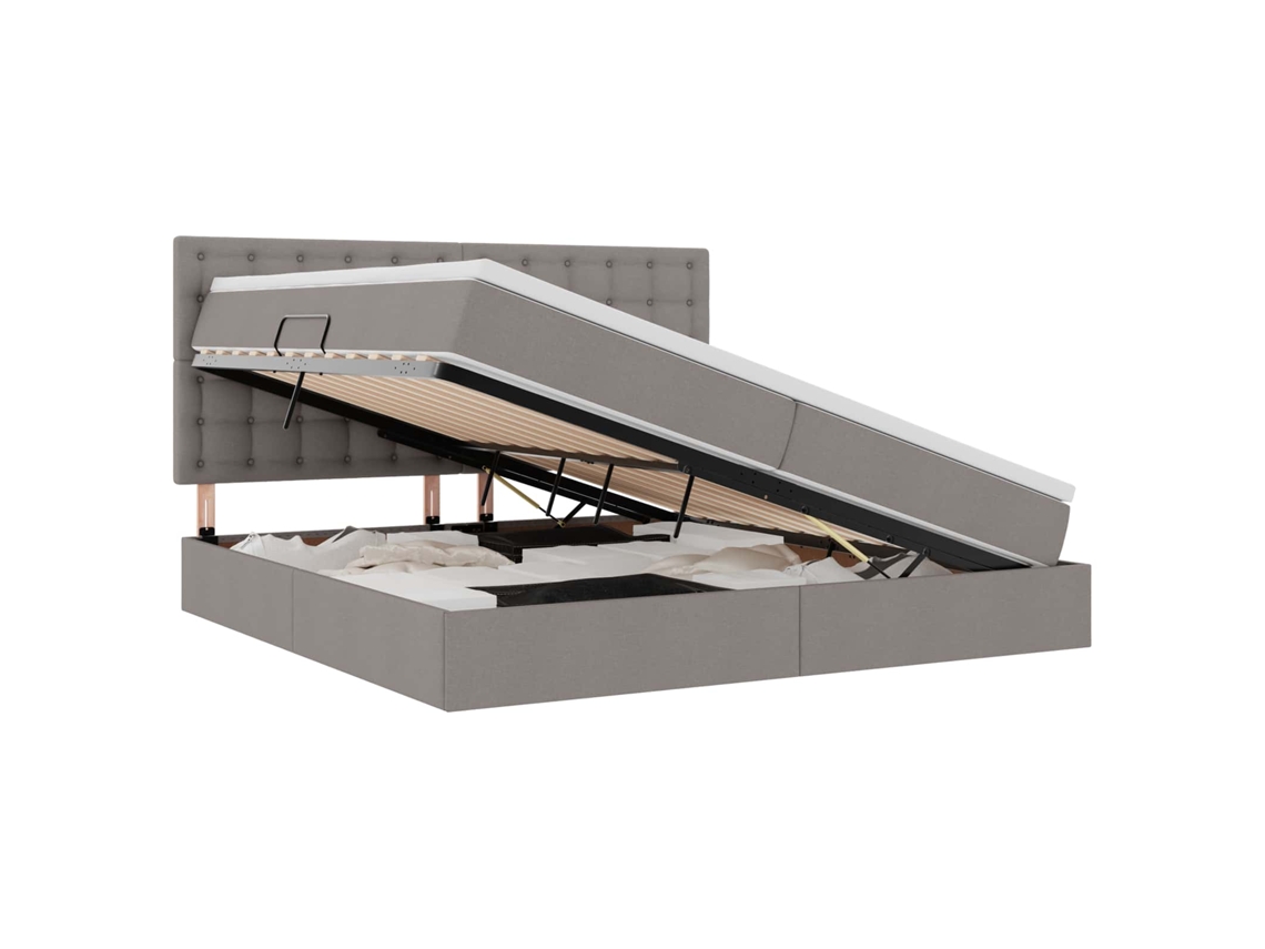 Maison Exclusive - Cama Con Almacenamiento Y Colchón Taupé 200 X 200 Cm Poliéster