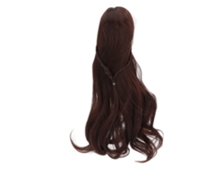 Peluca De Pelo Rizado Con Flequillo Para Muñeca Bjd De Tamaño 1/3, Circunferencia De 21-24 Cm, Marrón Oscuro.