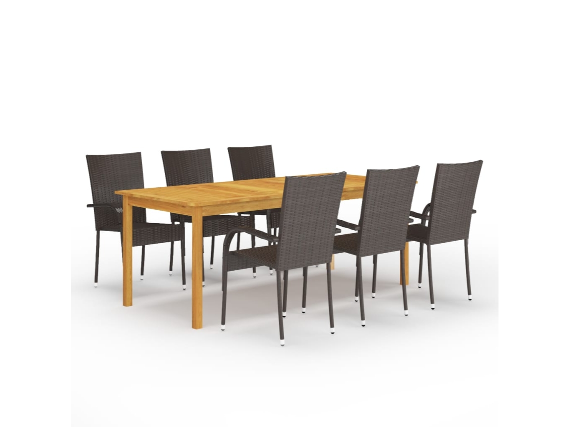 Juego de comedor de jardín marrón de 2 piezas Dkd Home Decor
