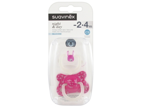 Chupete Conjunto de 2 de Noche Y de Día de Conjunto de 2 a 4 Meses Modelo: Rabbit SUAVINEX