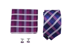 Conjunto De Corbata A Cuadros Para Hombre Con Pañuelo Y Muñequeras, De Seda Y Poliéster, Para Bodas Y Ocasiones Formales.