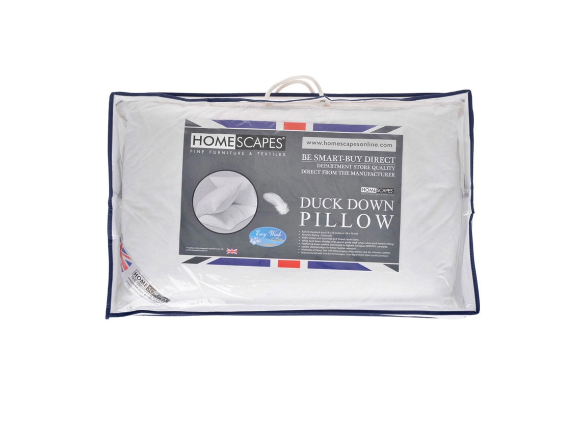 Almohada De Dormir Homescapes Duck Down Algodón Blanco (50x75cm)