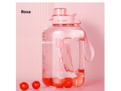 (rosa) Botella De Agua Deportiva De 2l Con Tapa Y Pajita, Ecológica Y Libre De Bpa.