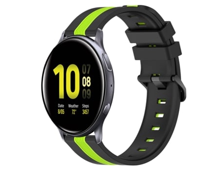 Correa de reloj inteligente para Samsung Galaxy Watch Active2 44 mm 20 mm Correa de reloj de silicona vertical de dos colores (negro + verde lima)