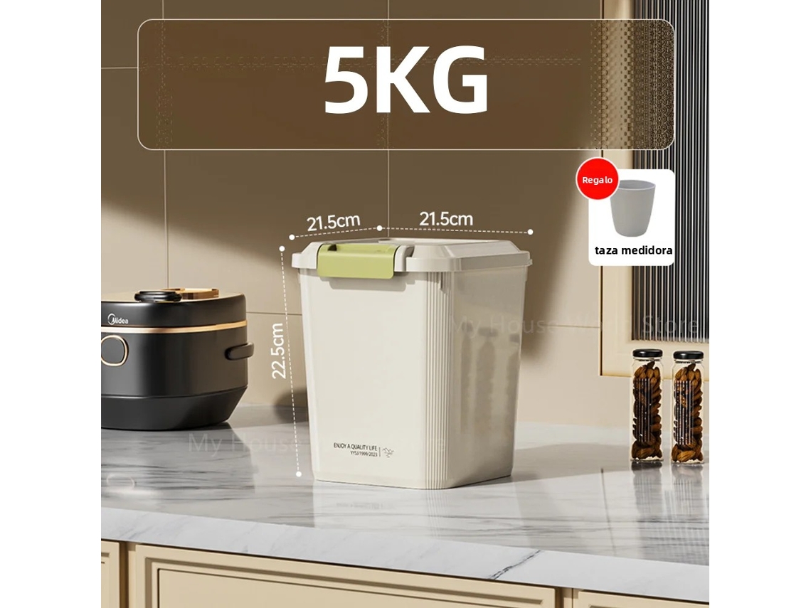 Contenedor de arroz MDUG, contenedor hermético para granos con sello a prueba de insectos (5 kg)